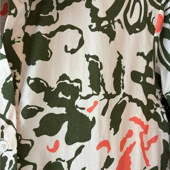 Anthropologie Maeve Bettina Tiered Mini Shirt Dress Orange/Pink Cotton XS - Picture 7 of 10